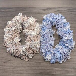 3/$20 Set of 2 Handmade Infinity Scarves Metallic Knit Ruffled Fall Winter